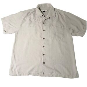 Tommy Bahama Harley-Davidson Silk Camp Shirt Mens Small Beige Embroidered‎ Bike